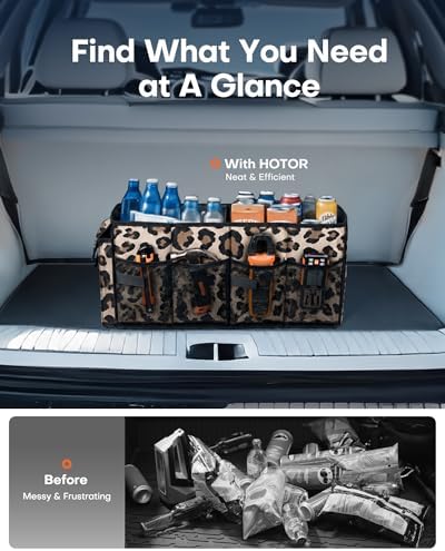 HOTOR Trunk Organizer - Foldable Car Organizer for SUVs & Sedans Storage