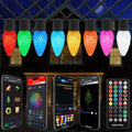 Gemce Smart C9 Christmas Outdoor Lights, 99FT 150 LEDs RGB String Lights, APP/Remote Control, DIY Modes & Music Sync, Color Changing Holiday Lights for Xmas Tree, House, Party Decoration