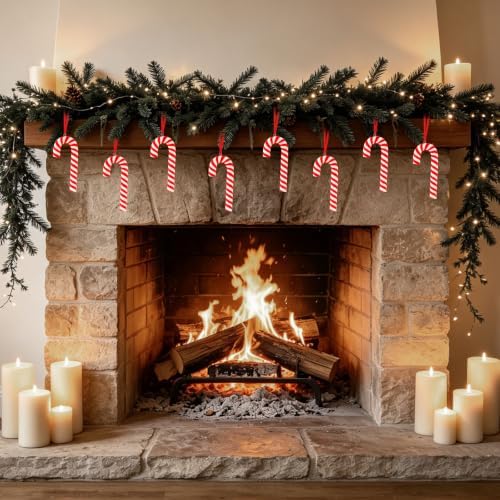 AUGSUN 16 Pcs Red and White Candy Cane Ornaments for Christmas Tree