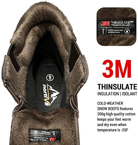 NORTIV 8 Men's Zip Winter Snow Boots Slip on