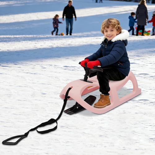 Saddle Style Snow Sled, 220lbs Capacity Sleigh with Pull Rope