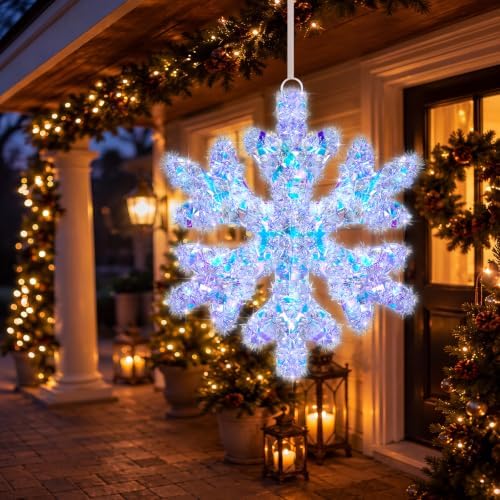 Nuanchu 3 Pcs 19" LED Christmas Snowflake Light Decor, Sixpetaled Snowflake