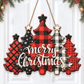 Christmas Decorations Buffalo Plaid Christmas Tree Hanging Wooden Sign