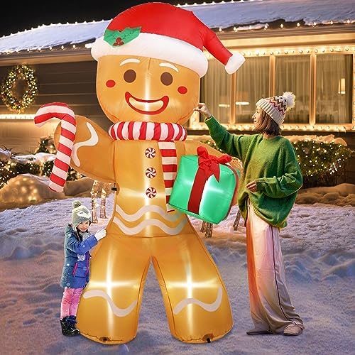 OurWarm 8FT Christmas Inflatables Outdoor Gingerbread Inflatable for Yard