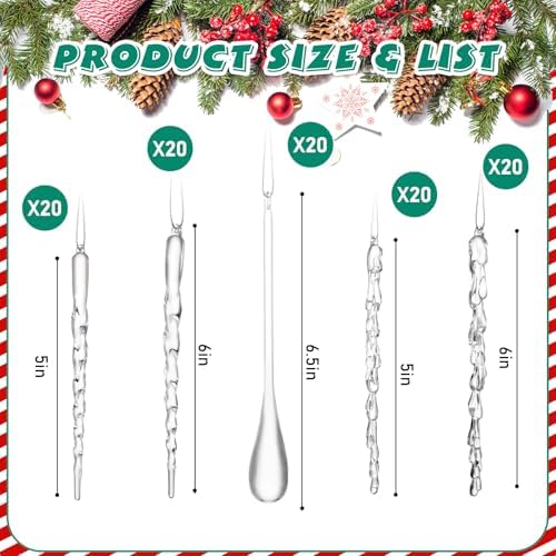 Syhood 100 Pcs Crystal Christmas Tree Ornaments, Icicle Waterdrop