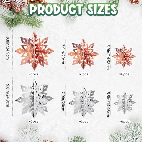 Snowflake Decorations, Paper Christmas Hanging Decor Indoor, 36-Pc