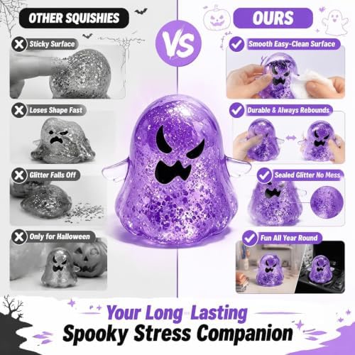 Halloween Spooky Super Soft Stress Balls | Squishy Sensory Squeeze Toy Relief Fidget Gift for Women Men Horror Holiday & Birthday Gift Party Favor(Purple)