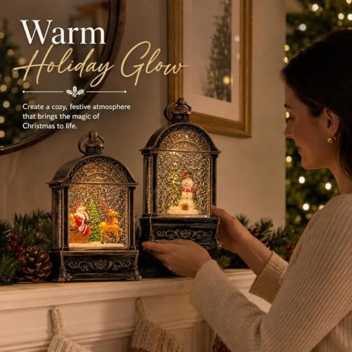 Christmas Snow Globe Lantern，Gift‑Box Santa Xmas Tree