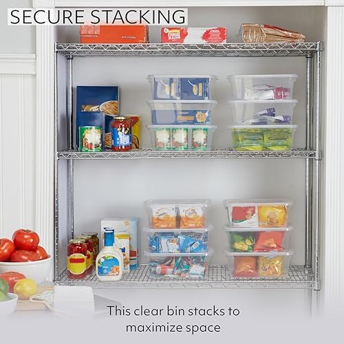 Rubbermaid Cleverstore Home/Office 6 Quart Clear Plastic Storage Tote Container Box Bin with Lid for Garage or Basement, (12 Pack)