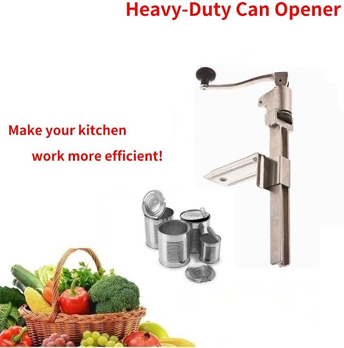 Heavy-Duty Commercial Can Opener – Industrial-Grade Manual Tabletop for 11000, Stainless Steel Blade for Cans Up to 11” Tall, for Kitchen, Restaurant, Ergonomic Handle, Easy to Clean