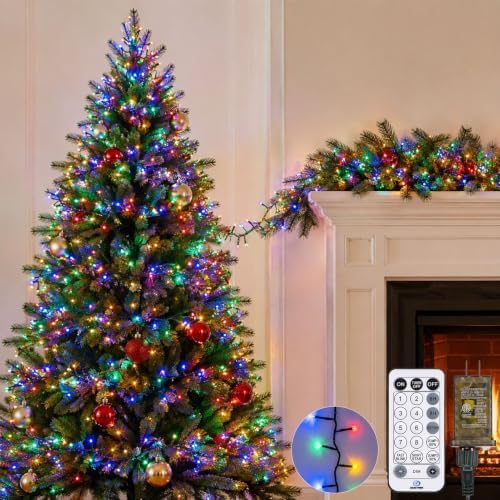 Iseebiz 50Ft 1000 LED Cluster Christmas Tree Lights with Remote & Timer