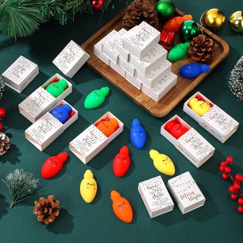 20 Sets Christmas Positive Gifts Light Bulb Party Favors with Boxes