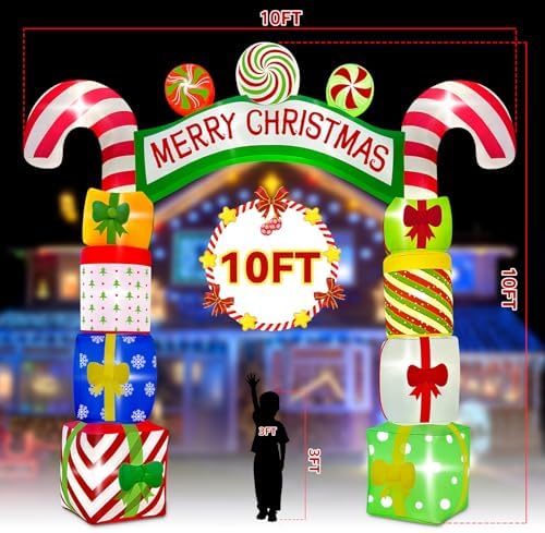 Kalolary 10FT Christmas Inflatable Archway Gift Boxes, Xmas Arch Inflatable