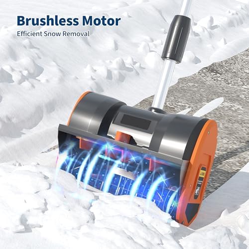 Cordless Snow Shovel, Electric Snow Blower, with 20V 4.0Ah Battery & Charger, Brushless Motor, Clears Paths Up to 12 in W and 8 in H, 17 Ft Throwing Distance, Snows Thrower for Sidewalks & Driveways