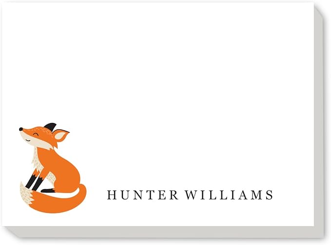 Custom Woodland Creature Fox Design Post It Notes - Set of 6-50 Sheets per Post It Note. Size of Each: 3 in x 4in. Made in The USA.