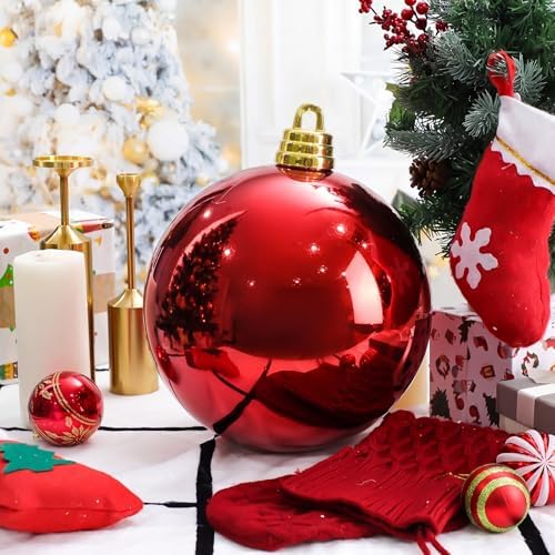 Threan 15.75 Inch Large Red Shiny Christmas Ball Ornaments