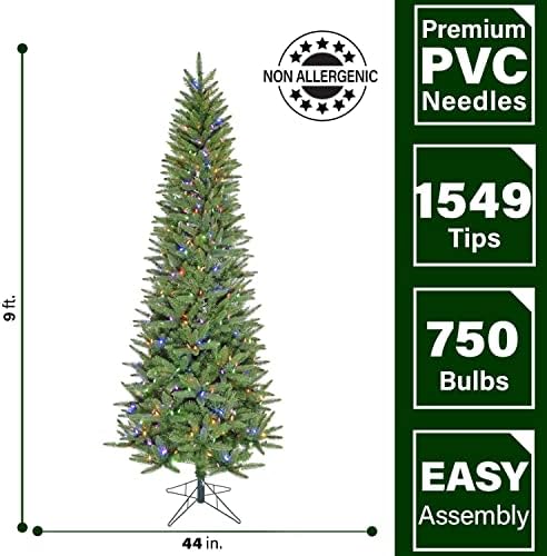 Fraser Hill Farm 9-Ft Winter Falls Slim Christmas Tree with 8 Function