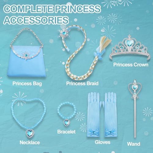 Davvew Princess Dresses for Girls Light Up Princess Costume for Christmas Halloween Toddler Princess Dress Up Clothes