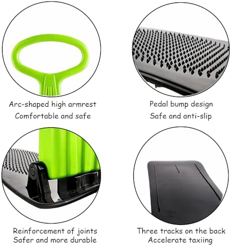 Snow Scooter, Fold-up Snowboard with Handlebar Kick-Scooter Sliding Snow Sled for Kids and Adults, Toddlers Ski Skate