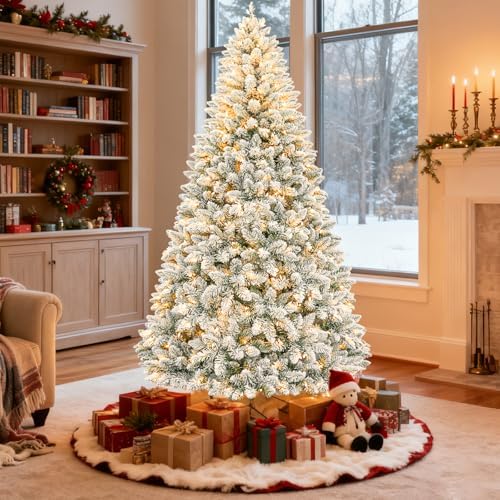 Hykolity 6 ft Prelit Flocked Christmastree