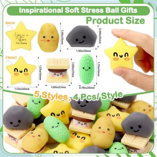 Thenshop 20 Pcs Appreciation Gifts Soft Balls Bulk Mixed 5 Styles