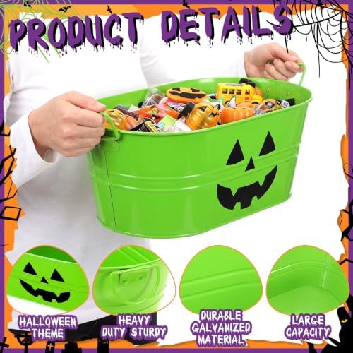 Zonon 4 Pack Halloween Galvanized Buckets, 4 Gal Halloween Candy Bowl