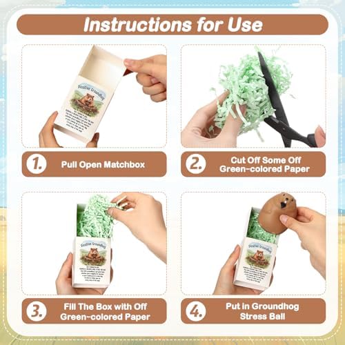 12 Sets Positive Gifts Groundhog Figurine with Support Boxes