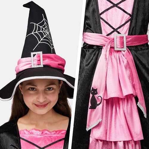 Spooktacular Creations Fairytale Witch Cute Witch Costume Deluxe Set with Broom for Girls