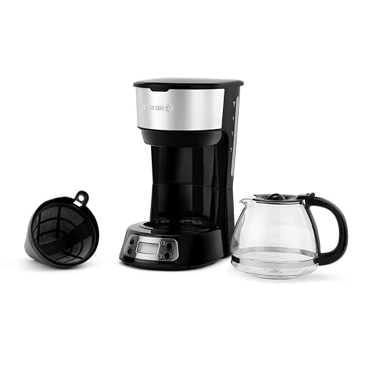 Holstein Housewares 5-Cup Programmable Coffee Maker, 25oz Drip Coffee Machine with Auto Brew Timer, Pause & Serve, Compact Design – Perfect for Home, Office & Dorm Use, Black