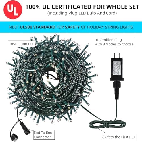 MZD8391 105FT 300LED Christmas Light Outdoor Indoor,Christmas Tree Light