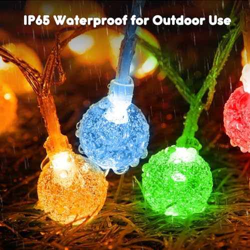 Minetom Crystal Globe String Lights Battery Operated - 33 ft 60 LED Globe Fairy Lights with Remote and 8 Modes, Waterproof for Bedroom Tent Loft Camping Porch Patio Party Wedding Decor, Multicolor