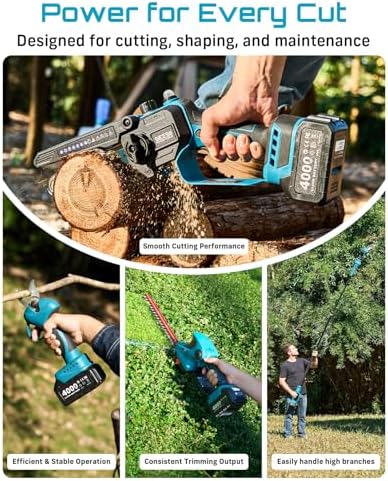 SEESII 8-in-1 Cordless Pole Chainsaw, Hedge Trimmer, Pruning Shears Combo