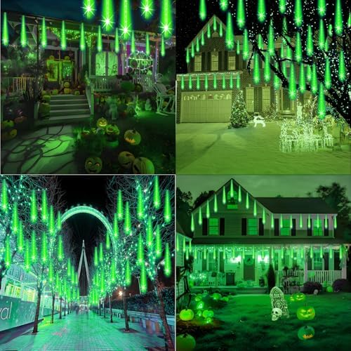Weepong Halloween Lights Outdoor, Meteor Shower Christmas Lights 16 Tubes