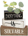 Lineshading 4 Pcs Farmhouse Tiered Tray Decor Wooden Block Signs Rustic