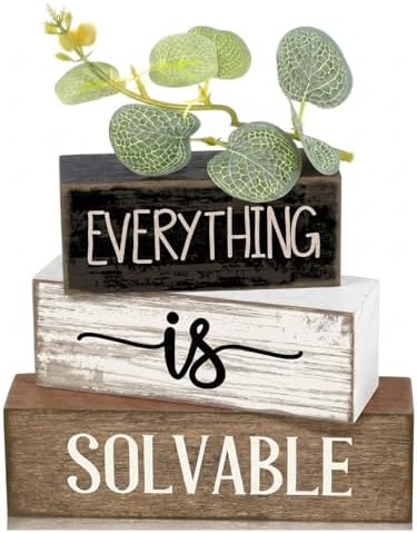 Lineshading 4 Pcs Farmhouse Tiered Tray Decor Wooden Block Signs Rustic