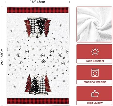 Artoid Mode Red Black Snowman Christmas Kitchen Towels Set of 4 18x26 Inch