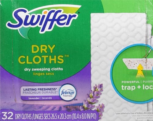 Swiffer Sweeper Dry Sweeping Pad,Multi Surface Refills for Dusters Floor Mop,with Febreze Lavender,32 Count (Pack of 4)
