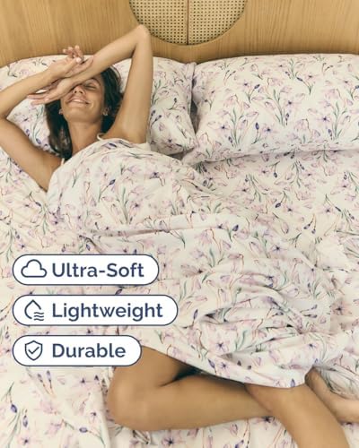 Twin 3 Piece Boho Botanical Floral Sheet Set - Breathable & Cooling - Iris