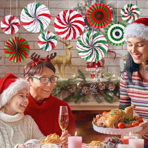 Outus 27 Pcs Peppermint Paper Fans Christmas Decor Fresh