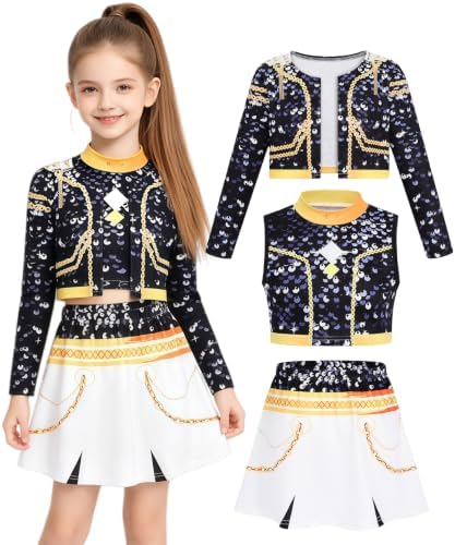 Golden Pop Performer Costume Kids Girls Halloween Costumes with Accessories