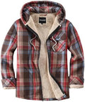 Elesuit Men's Full Zip Fleece Flannel Jacket Shirt Plaid Cotton Hoodie Coat