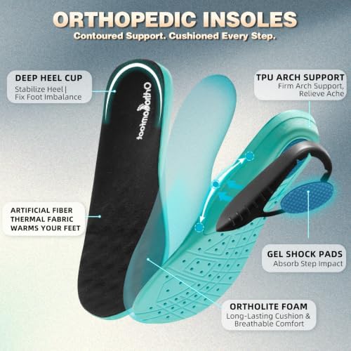 OrthoComfoot Orthopedic Diabetic Winter Leather Ankle Boots for Men, Comfortable Casual Wide Width Arch Support Warm Snow Boots for Relief Plantar Fasciitis, Bunions, Swollen Feet & Foot Pain