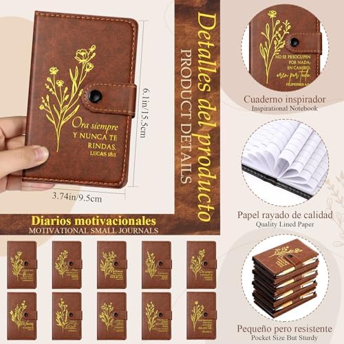 Spakon 40 Pcs Christian Prayer Journals with Pens, Spanish Bible Words