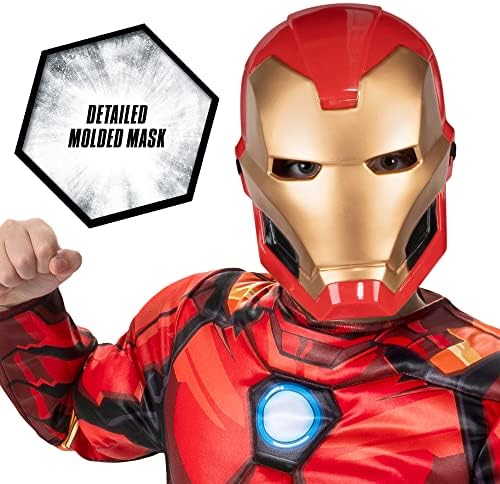 Marvel Iron Man Official Youth Halloween Costume - Premium Quality Padded Jumpsuit with Plastic Mask