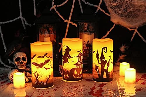Halloween Decor Flameless Candles Battery Operated with 6H Timer