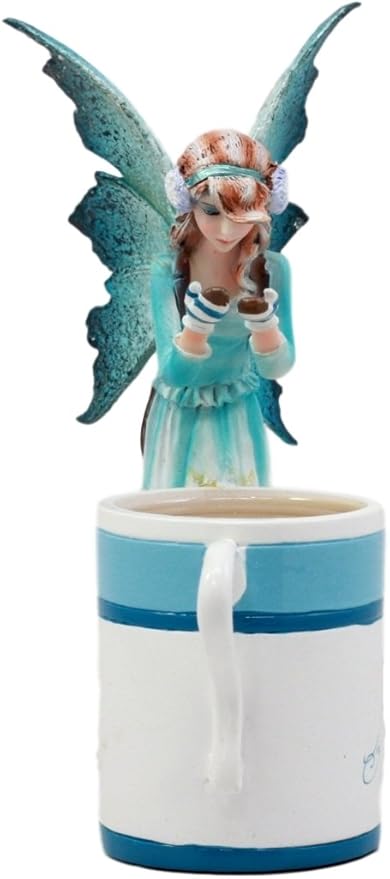 Ebros Gift Amy Brown Whimsical Teacup Creamy Hot Cocoa Fairy Figurine Fantasy Mythical Faery Magic Watercolor Collectible Decor Statue Gift Ideas for Women Teen Girls Fairy Garden DIY Art Centerpiece