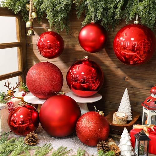 Silipull 8 Pack Extra Large Christmas Ornament Balls, 8in 6in, Smooth
