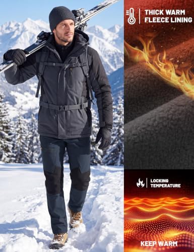 TACVASEN Men's Winter Snow Ski Pants Fleece Lined Waterproof Hiking Work