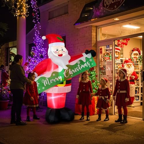 OurWarm 6 FT Christmas Inflatable Outdoor Decoration, Inflatable Santa Claus Decor with Detachable Banner, Christmas Blow Up Yard Decorations for Outdoor Indoor Garden Yard Lawn Xmas Decorations