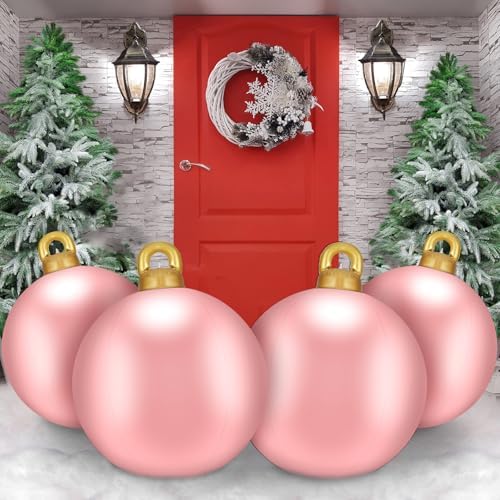 Jetec 4 Pcs Giant Inflatable Christmas Ball, Solid, Pink